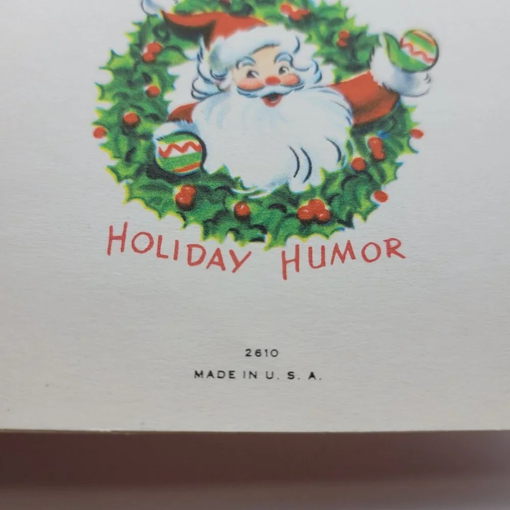 Vintage Holiday Humor Christmas Card With‎ Glitter Accents